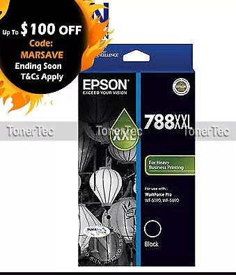 Epson 788XXL BLACK Extra High Yield Ink->Workforce WF-5190/WF-5690 T788192 4K • $109.45